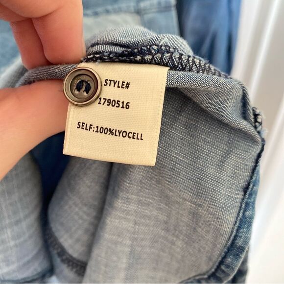 CURRENT AIR Denim Chambray Button Down Skirt Long Sleeve Dress Size Medium - Picture 5 of 6